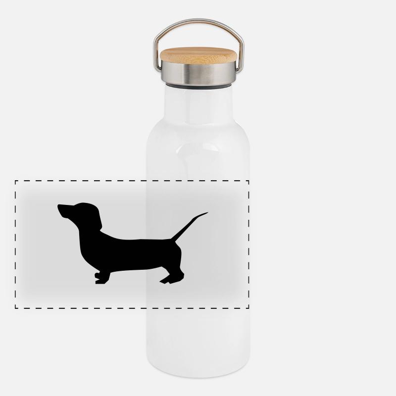 dog chien teckel Gourde isotherme avec bouchon en bambou