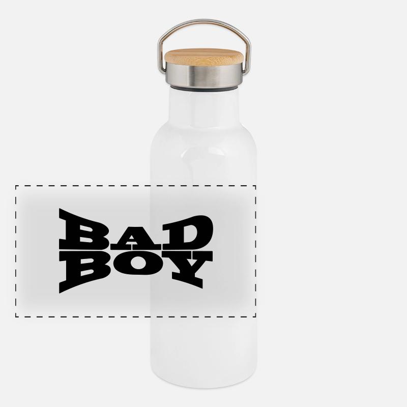 Bad Boy Böser Junge Panorama Thermosflasche mit Bambusdeckel
