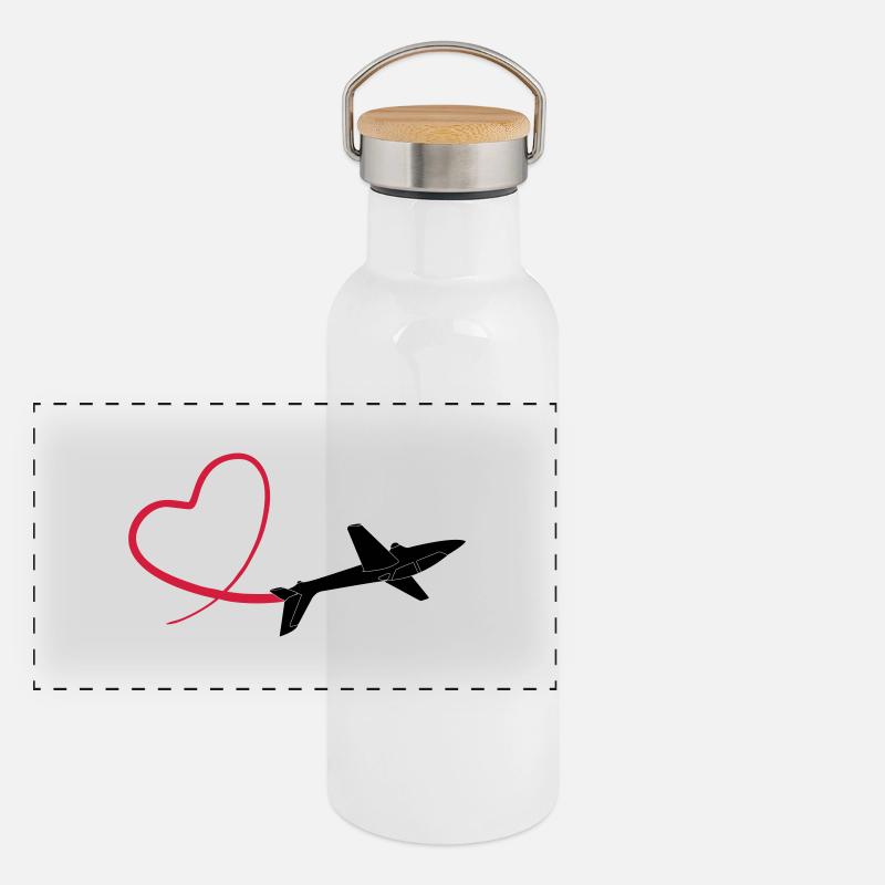 Kunstflug aerobatic Fox Geschenk Panorama Thermosflasche mit Bambusdeckel