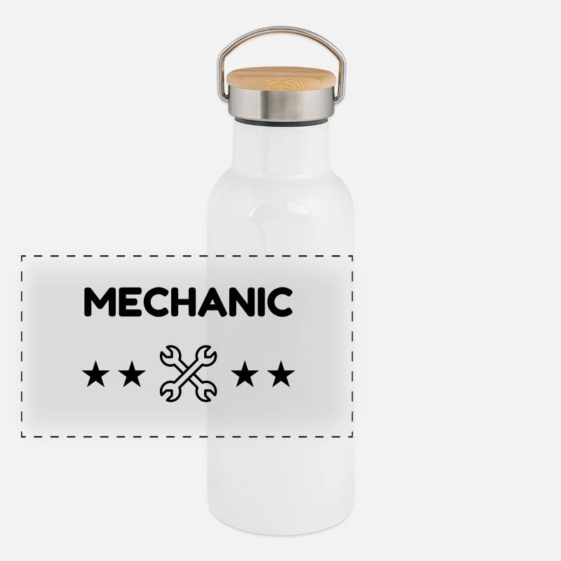 Mechanik / Mechaniker / Auto / Garage Panorama Thermosflasche mit Bambusdeckel