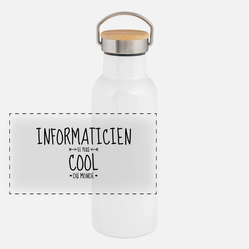 Computer Engineer Informatiker Informaticien Panoramic Thermal Bottle with Bamboo Lid