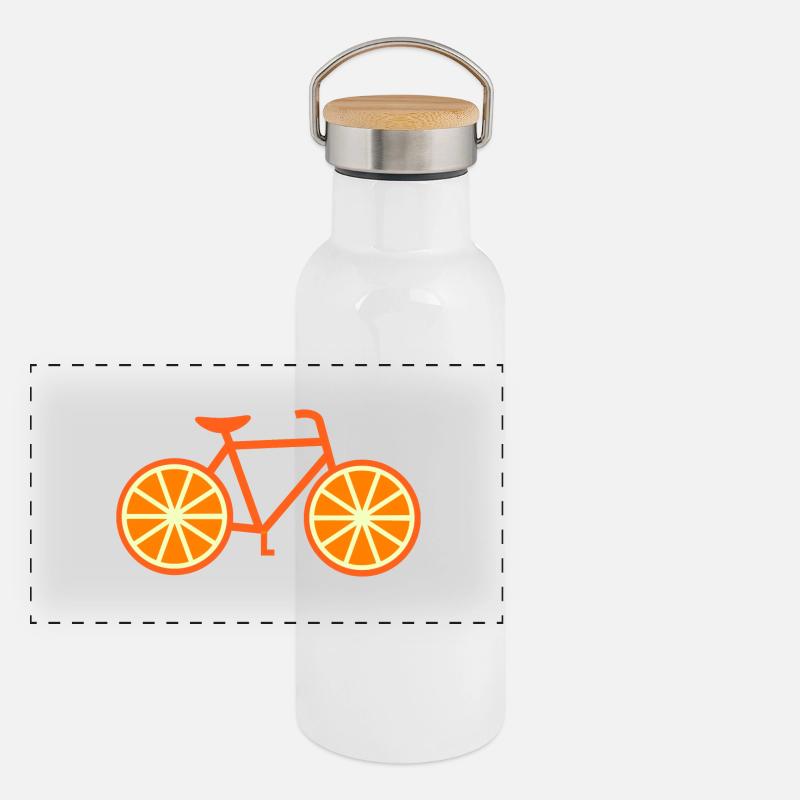 Fahrrad Orange Panorama Thermosflasche mit Bambusdeckel