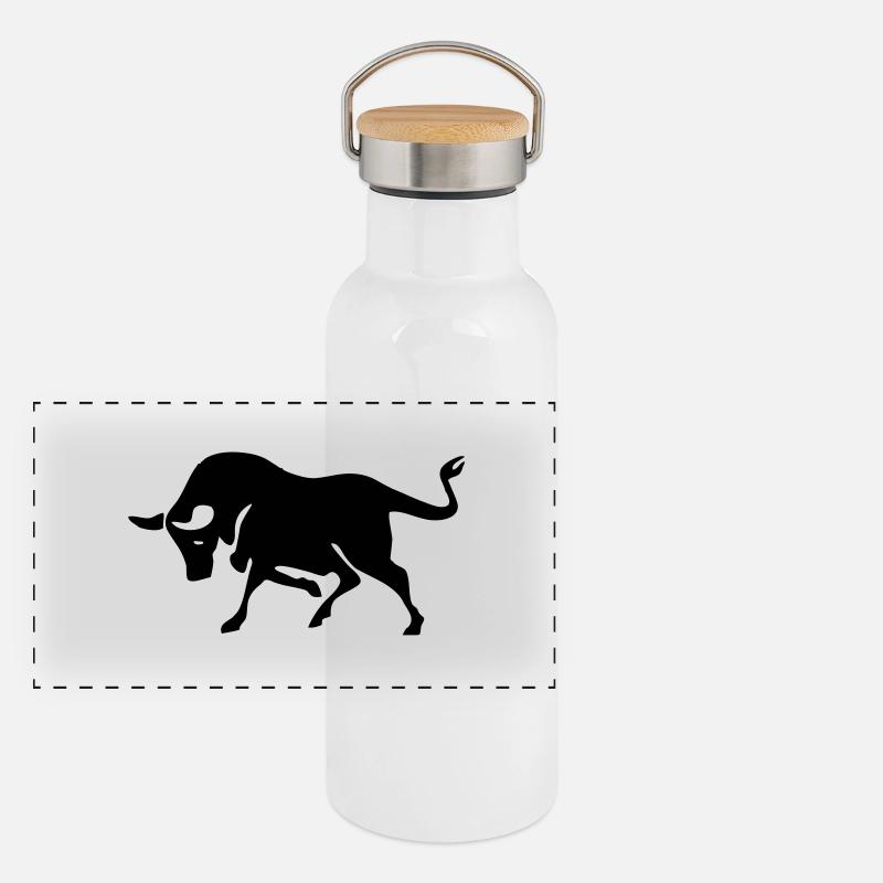 stier Panorama Thermosflasche mit Bambusdeckel