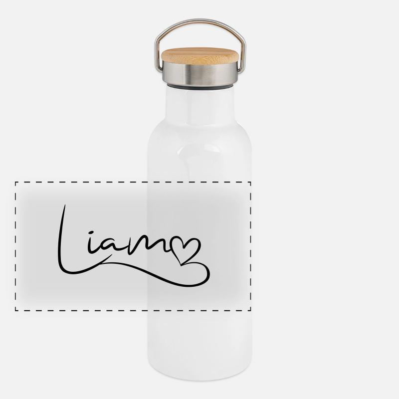 Liam Name First Name Heart Decor Panoramic Thermal Bottle with Bamboo Lid
