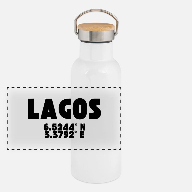 LAGOS - Design with coordinates Panoramic Thermal Bottle with Bamboo Lid