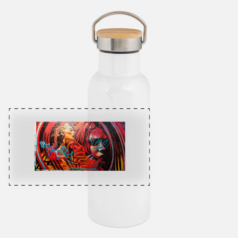 Graffiti World 5 Panorama Thermosflasche mit Bambusdeckel