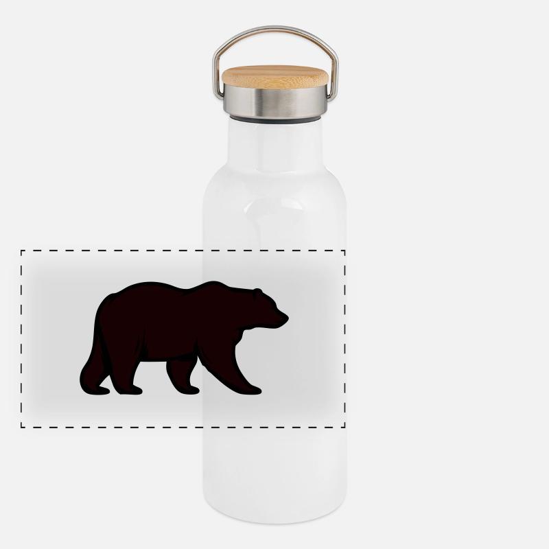 bär Panorama Thermosflasche mit Bambusdeckel