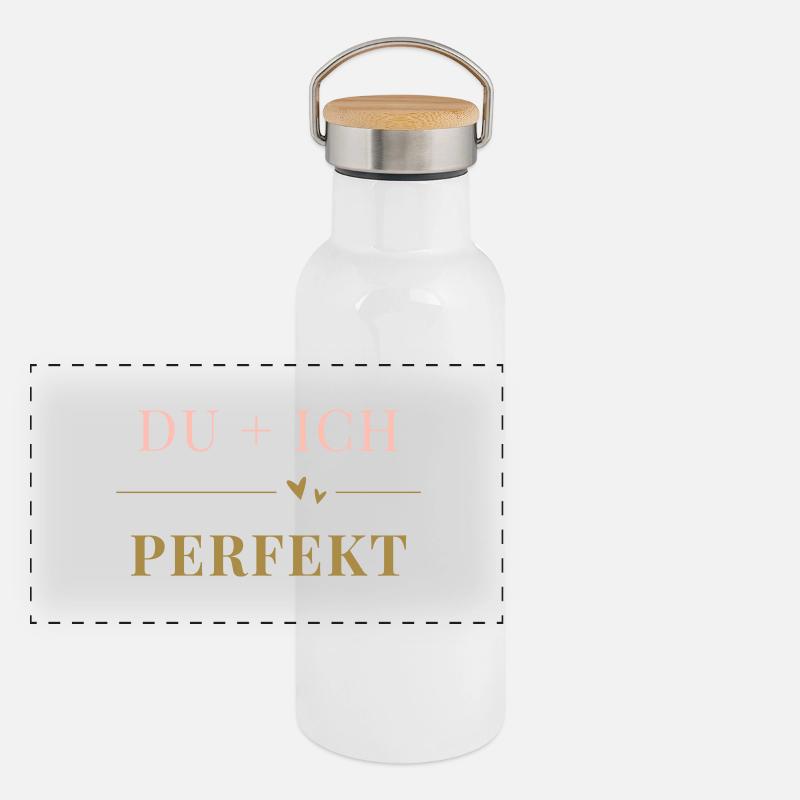 DU + ICH valentinsgeschenk liebe partnerschaft Panorama Thermosflasche mit Bambusdeckel