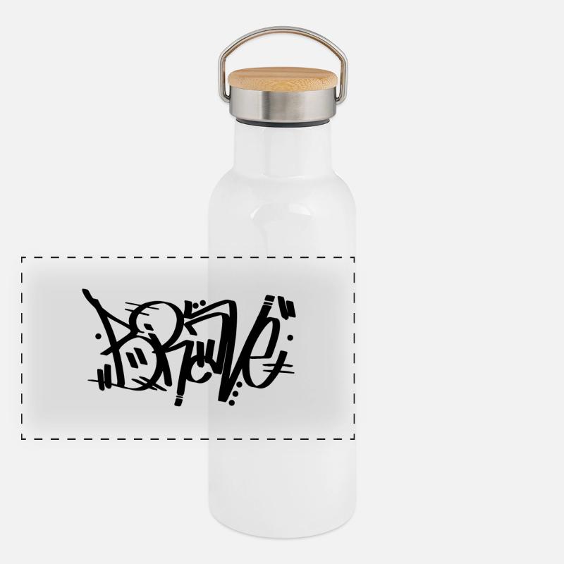 Mutig - Graffiti Panorama Thermosflasche mit Bambusdeckel