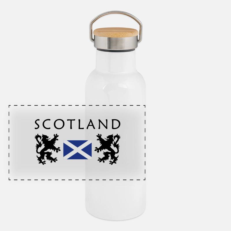 Drapeau de l'ecosse - Gourde isotherme avec bouchon en bambou - blanc