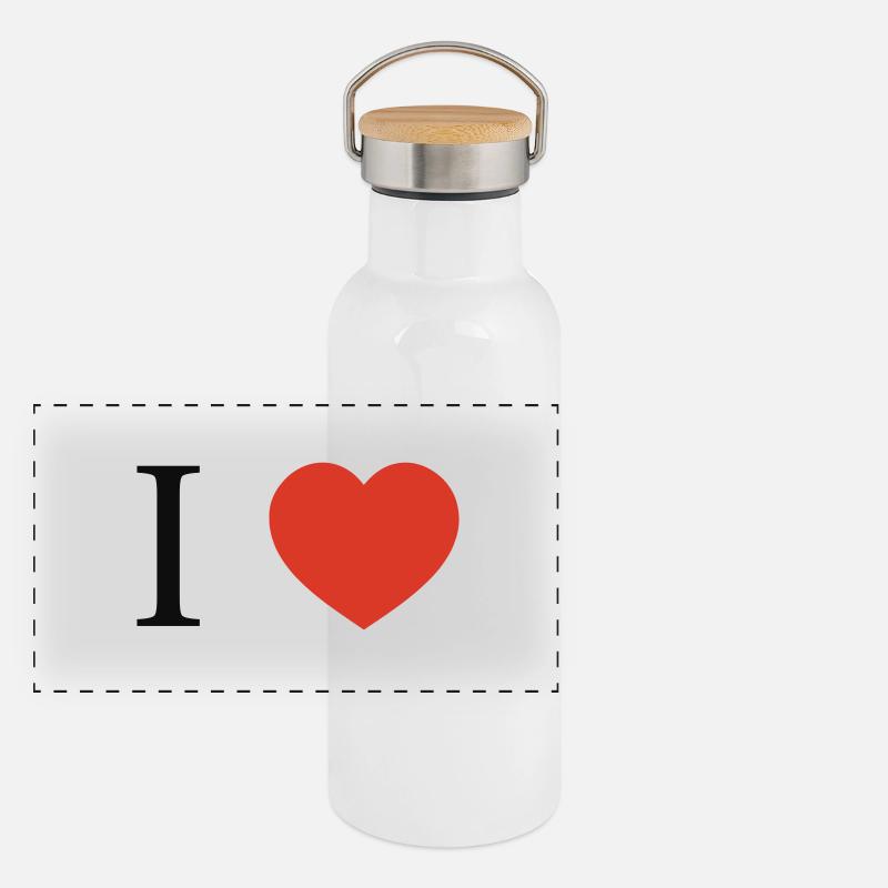 I Love Gourde isotherme avec bouchon en bambou