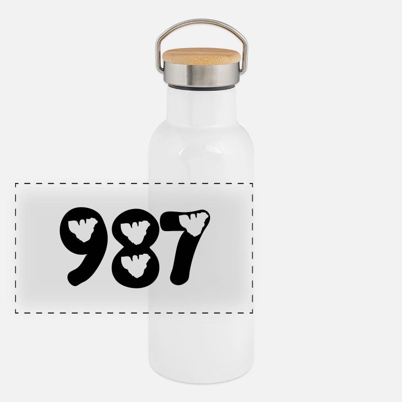 987 map tattoo moorea Gourde isotherme avec bouchon en bambou