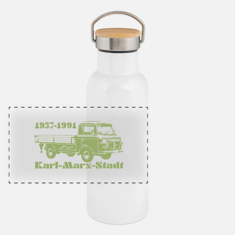 Barkas Pritsche Panorama Thermosflasche mit Bambusdeckel