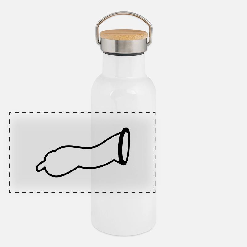 Condom - Panoramic Thermal Bottle with Bamboo Lid - white