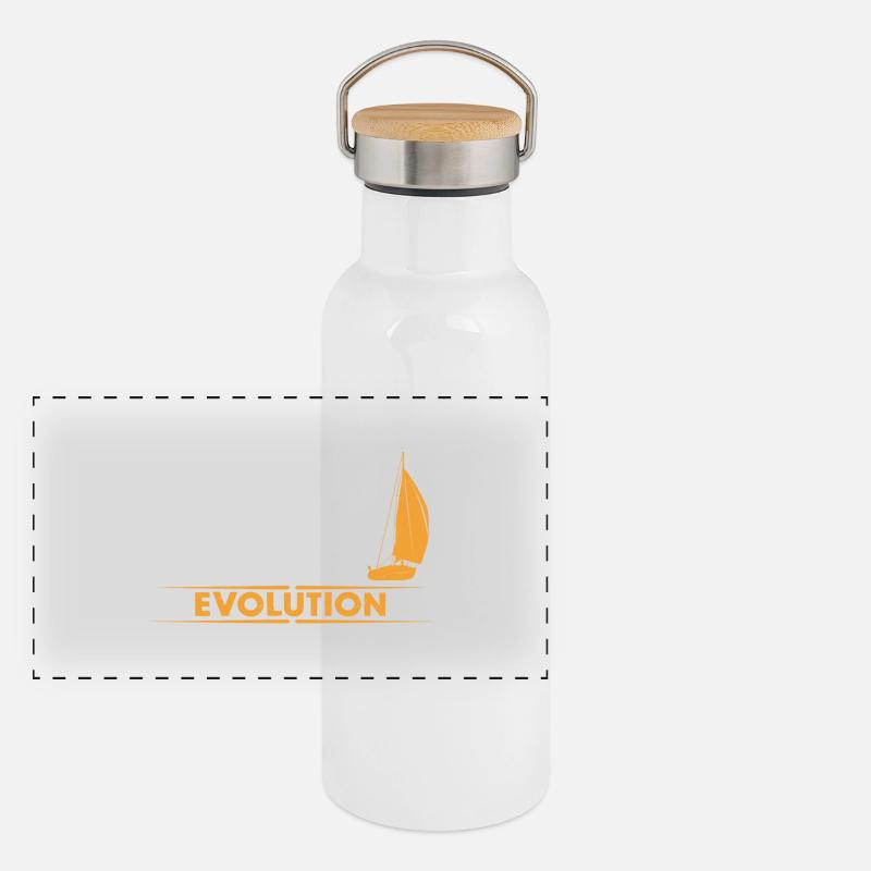 Evolution de la voile - orange/blanc Gourde isotherme avec bouchon en bambou