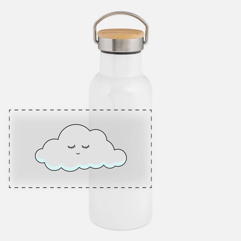 Schlaf Wolke mit Wimpern Panorama Thermosflasche mit Bambusdeckel