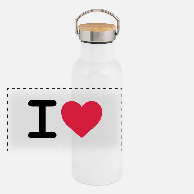 I love Gourde isotherme avec bouchon en bambou