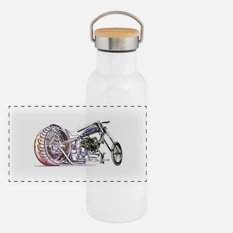 Motorcycles Panorama Thermosflasche mit Bambusdeckel