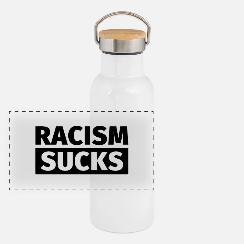 Gegen Rechts Panorama Thermosflasche mit Bambusdeckel