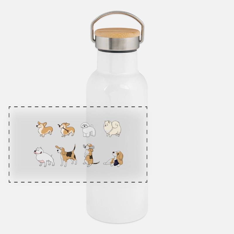 Hunde witzig Panorama Thermosflasche mit Bambusdeckel