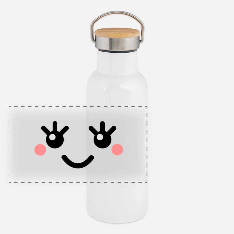 cute_face Gourde isotherme avec bouchon en bambou