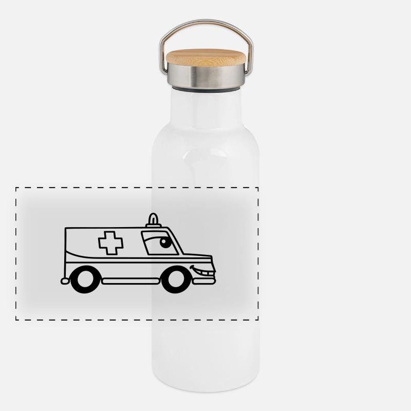 toon_ambulance Panoramic Thermal Bottle with Bamboo Lid
