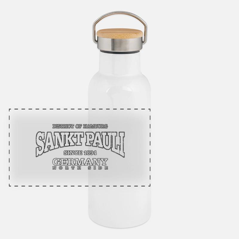 Sankt Pauli (à l'ancienne blanc) Gourde isotherme avec bouchon en bambou