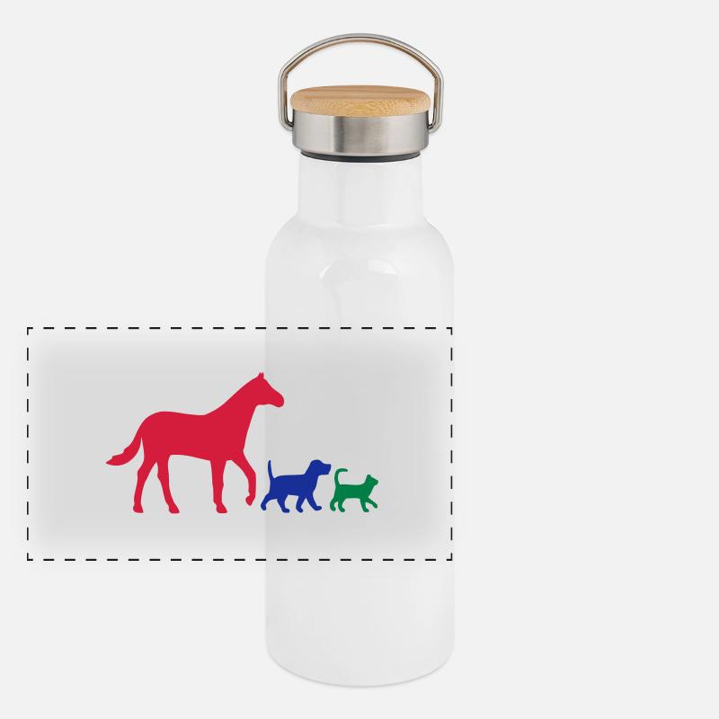 Cheval, chien, chat 2 Gourde isotherme avec bouchon en bambou