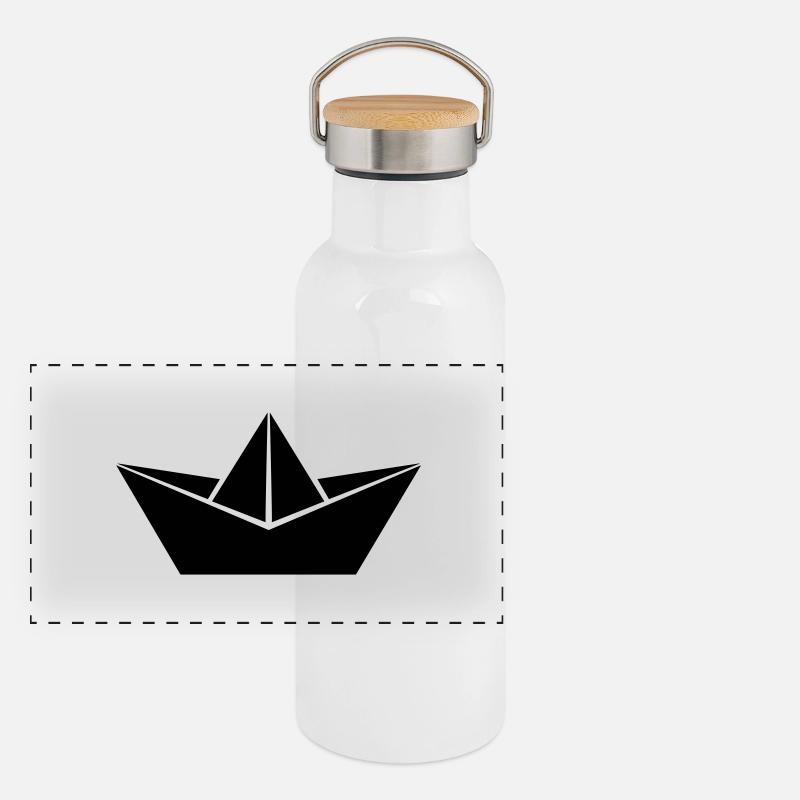 Papierboot Panorama Thermosflasche mit Bambusdeckel
