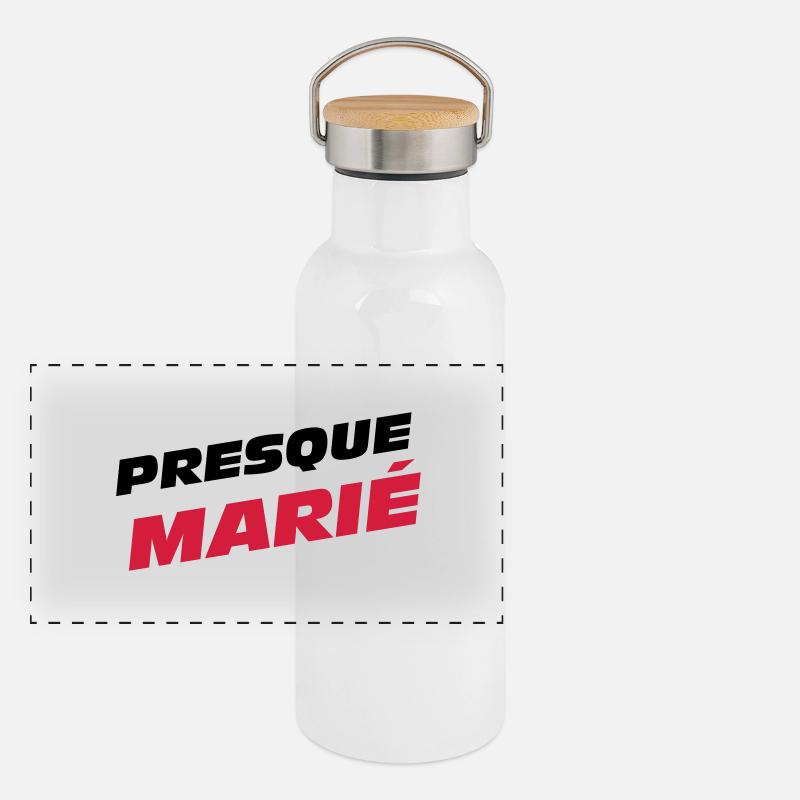 Presque Marié ! Gourde isotherme avec bouchon en bambou