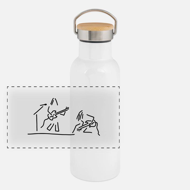 rockmusiker mit gitarre Panorama Thermosflasche mit Bambusdeckel