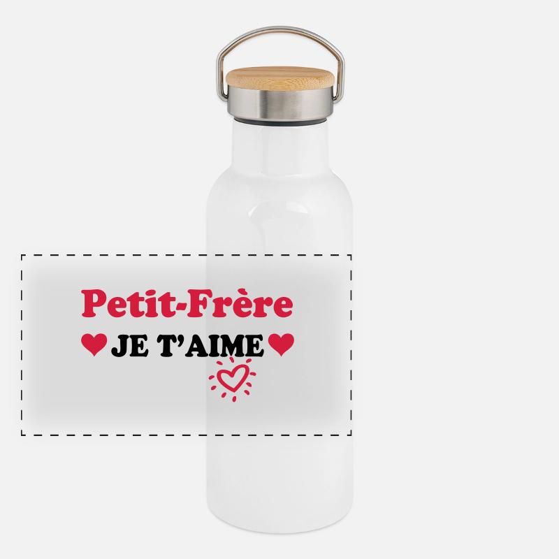 Petit-frère je t'aime Panorama Thermosflasche mit Bambusdeckel