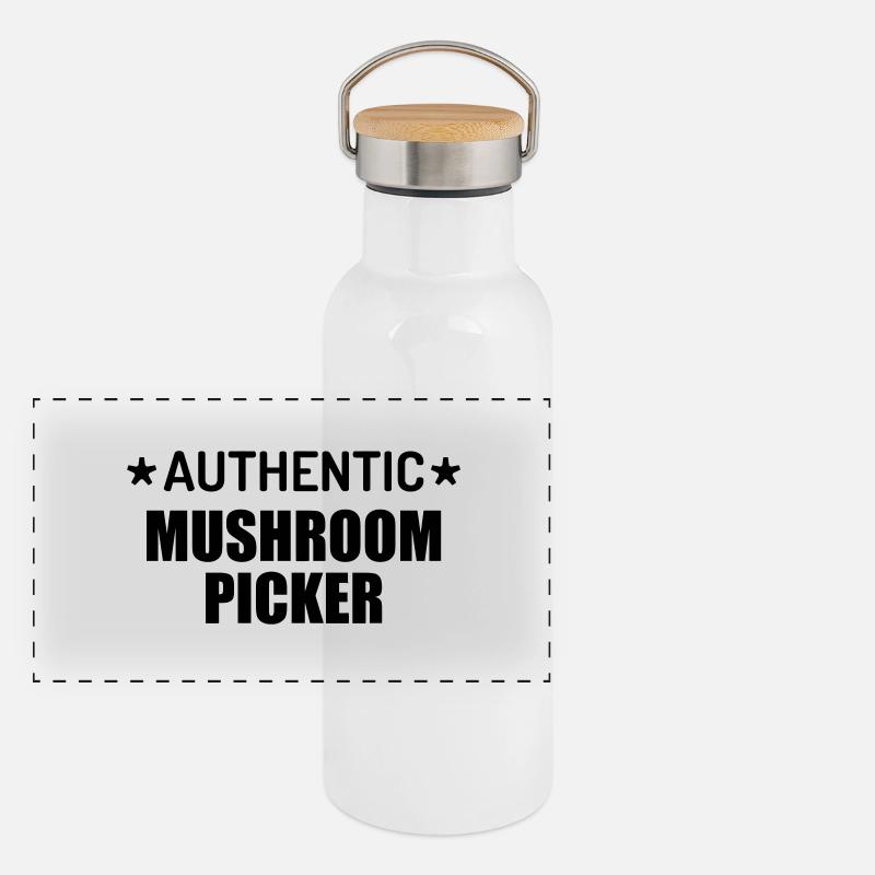 Mushroom / Champignon / Pilz / Picking Panoramic Thermal Bottle with Bamboo Lid