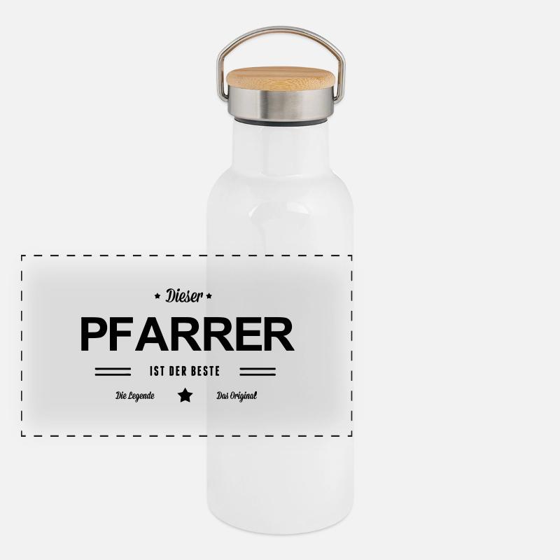 Bester Pfarrer Panorama Thermosflasche mit Bambusdeckel