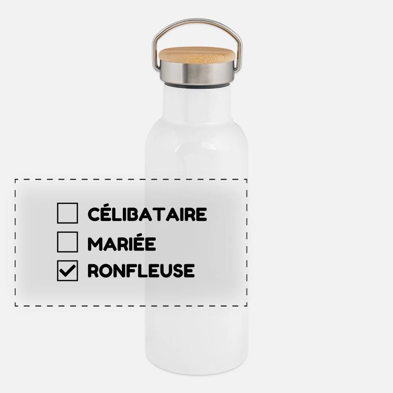 Ronfler / Ronfleur / Ronfleuse / Ronflement Gourde isotherme avec bouchon en bambou