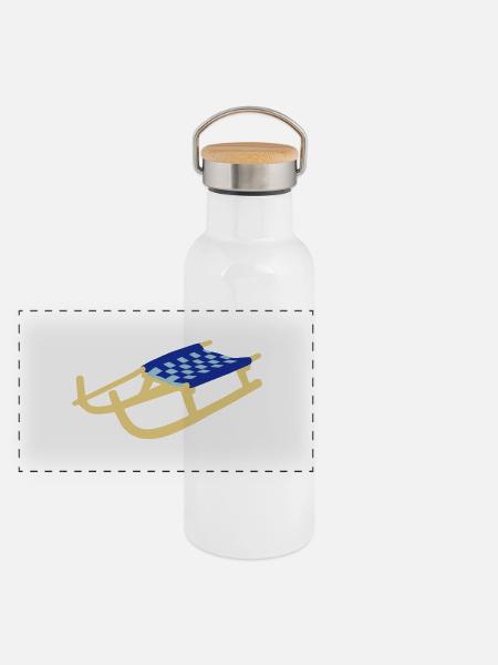 Sledge, Sled - Panoramic Thermal Bottle with Bamboo Lid - white - Front
