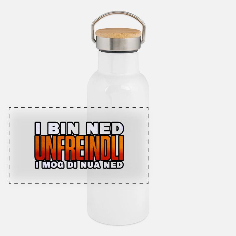 I bin ned unfreindli 2 Panorama Thermosflasche mit Bambusdeckel