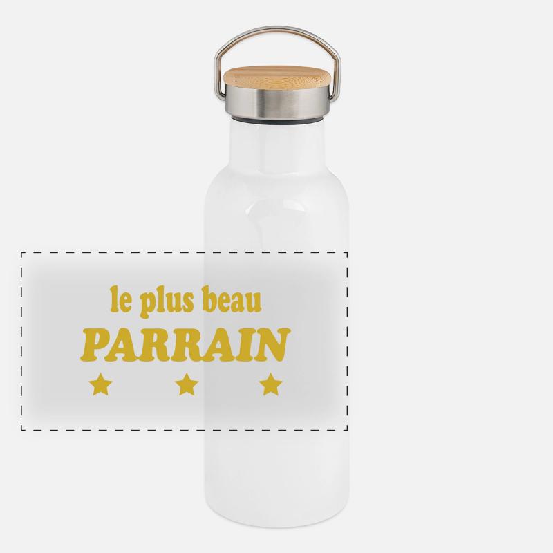 Le plus beau PARRAIN Gourde isotherme avec bouchon en bambou