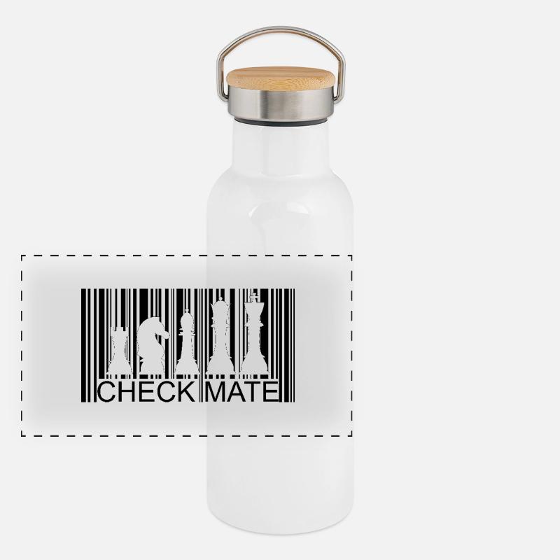 Barcode Chess Pieces Panoramic Thermal Bottle with Bamboo Lid