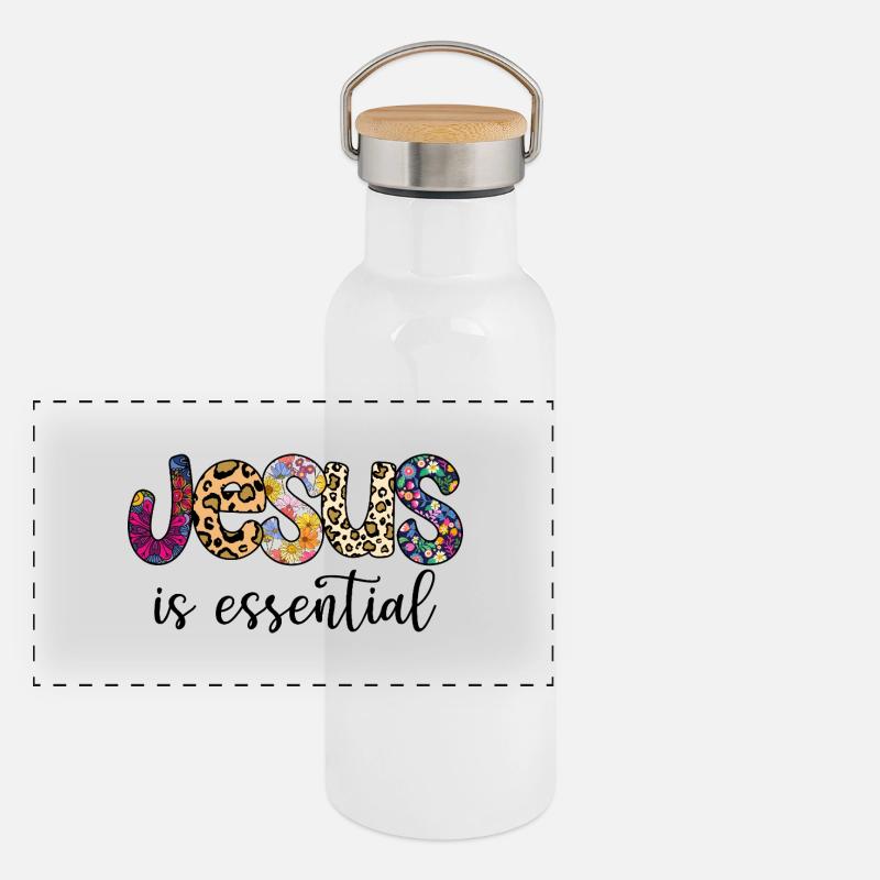 Jésus est essentiel Gourde isotherme avec bouchon en bambou