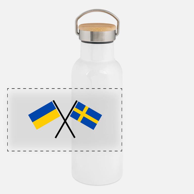 Suède + Ukraine Gourde isotherme avec bouchon en bambou