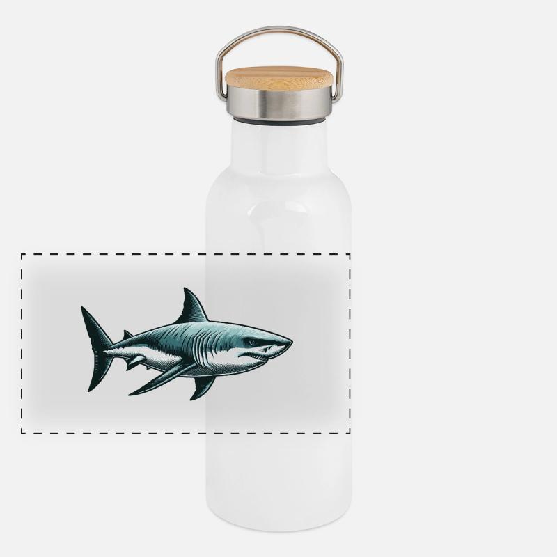 Great white shark Panoramic Thermal Bottle with Bamboo Lid