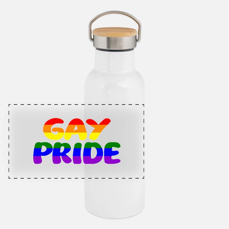 Schwul Panorama Thermosflasche mit Bambusdeckel