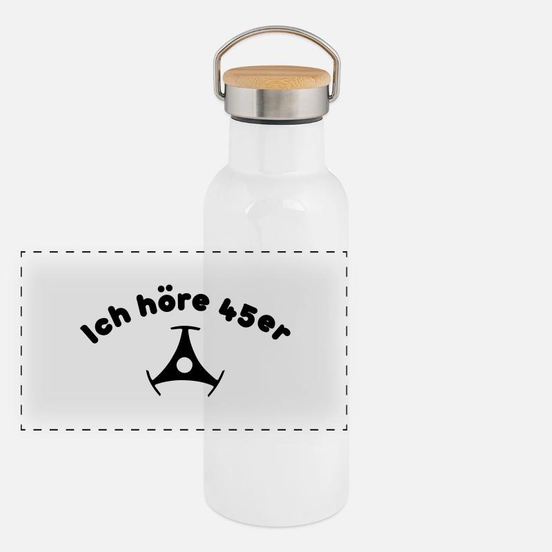 Schallplatte Single LP 45 Langspielplatte Retro Panorama Thermosflasche mit Bambusdeckel