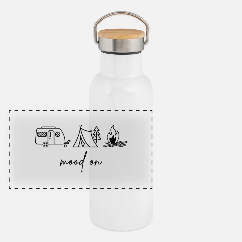 Camping Mood En Vacances Aventure Loisirs Gourde isotherme avec bouchon en bambou