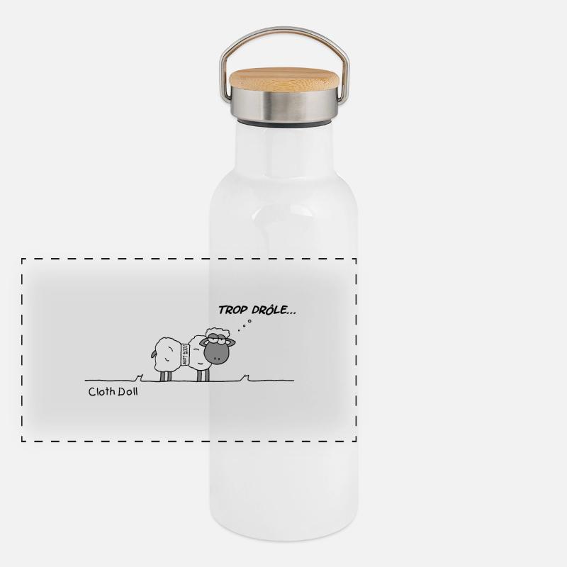mouton laine Gourde isotherme avec bouchon en bambou