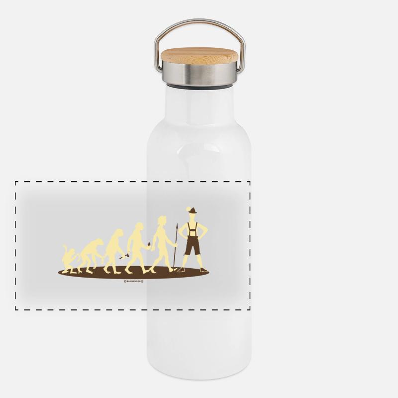 Evolution Bayer - RAHMENLOS Geschenk Panorama Thermosflasche mit Bambusdeckel