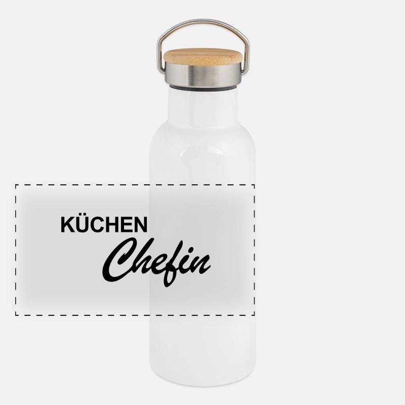 Küchenchefin - Koch Panorama Thermosflasche mit Bambusdeckel