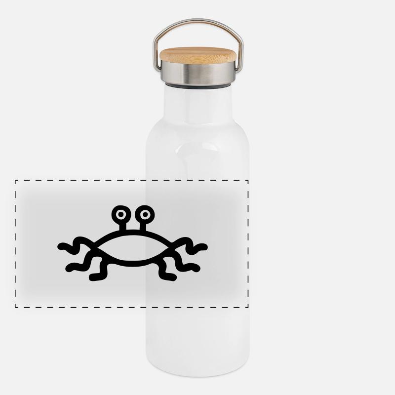 Flying Spaghetti Monster Panorama Thermosflasche mit Bambusdeckel