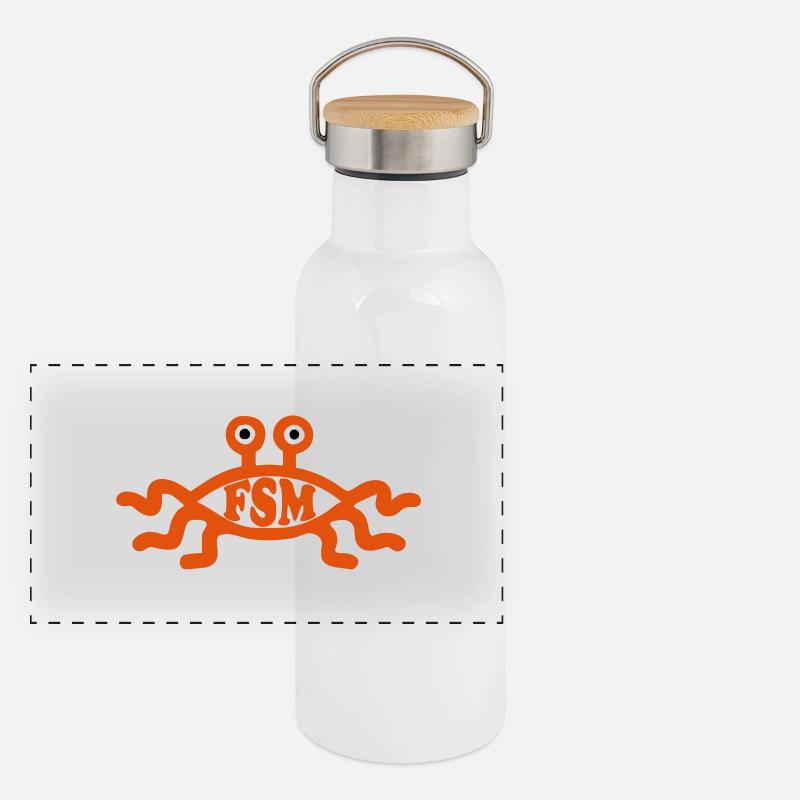 Flying Spaghetti Monster Gourde isotherme avec bouchon en bambou